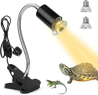 Tortoise Heat Lamp Basking Lamp, 2 Bulb 25W 50 W UVA UVB Light Lamp, Heat Spotlight Reptile Light Aquarium Basking Light with Holder for Tortoise Bell Turtle Snake Lizards Terrarium Amphibian