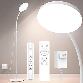 20000 Lux Light Lamp, Flexible and Dimmable LED Daylight Floor Lamp with 5 Color 10 Brightness for Reading Working, Floor Standing Sunlight Lamp with Timer for Bedroom Living Room Home Office