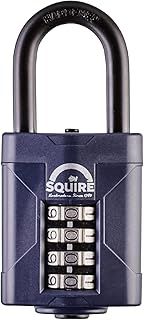 Squire Heavy Duty Padlock (CP50/1.5) - Toughest Long Shackle - 4 Wheel Combination Padlock - Alloy Steel for Corrosion Resistance - Weatherproof Lock for Home, School & Garage (Blue, 50 mm)