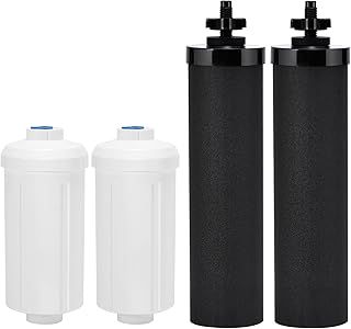 Water Filter Replacement for Berkey, NSF/ANSI 42 Certified Water Filter System Black Activated Carbon Filters Elements Compatible with Berkey® BB9-2® Gravity Filtration System, Pack of 4