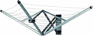 Brabantia WallFix Retractable Washing Line with Protective Fabric Cover (24m) Wall-Mounted Foldaway Clothes Air Dryer (Silver)