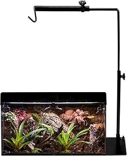 Reptile Lamp Stand Adjustable 12-25 Inch Metal Heat Lamp Holder Hanger for Amphibians Snake Lizard Turtle Spider Terrarium Fish Aquarium