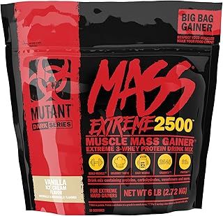 Mutant Mass Extreme Gainer | Whey Protein Powder | Build Muscle Size and Strength | High Density Clean Calories (Vanilla Ice Cream, 2720g)