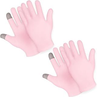 Sibba 2 Pairs Moisturizing Gloves Overnight, Touch Screen Gloves White Cotton Gloves for Dry Hands Eczema, Hand Spa Treatment Gloves for Repair Rough Cracked Dry Chapped Hands Skin, Inspection Gloves
