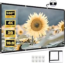 100 Inch Projector Screen - Polyester, 16:9 Aspect Ratio, Thicken Material, Easy Installation, Wrinkle-Free, 165° Viewing Angle - Foldable & No Crease Design. Perfect for Indoor and Outdoor