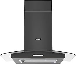 COMFEE' Canopy Cooker Hood 60cm 60V17-60 with LED Light & Glass Chimney Hoods, 600mm Kitchen Extractor Fan Kitchen- Black