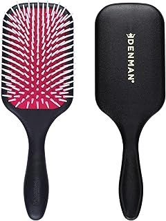 Denman Detangler D38 Hair Brush for Fast and Comfortable Detangling, Blow Drying and Styling - Combination of D3 Styling Pins & Paddle Brush - For Women and Men (Red & Black)