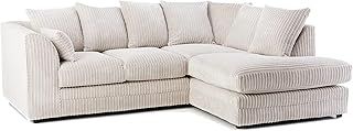 Jumbo Cord Scatter Back 4-Seater Right Hand Facing Corner Sofa: Elevate Your Living Room With Comfort and Style (Cream, Right Hand Facing)
