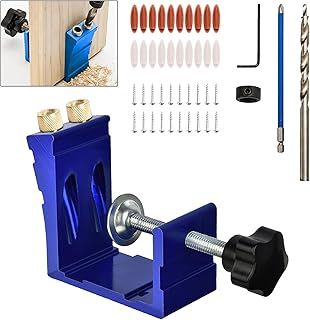 Pocket Hole Jig Kit, 15° Drill Guide Joint Screw Kit, DIY Woodworking Tools Carpentry Locator, for Wooden Furniture, Blue