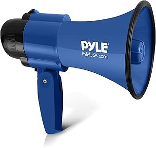 Pyle 30W Megaphone Speaker with Microphone, Loud Bullhorn Megaphones with Siren & Adjustable Volume, Loud Hailer Mega Phone, Indoor/Outdoor Use, Perfect for Sports, Police, Safety Drills, Kids & More