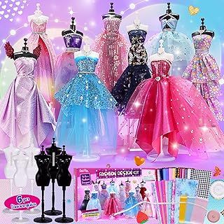 1000+Pcs - Fashion Designer Kit for Girls with 6 Mannequins- Creativity DIY Arts & Crafts Kit Learning Toys Sewing Kit for Kids- Teen Girls Kids Birthday Gift Present Age 6 7 8 9 10 11 12+