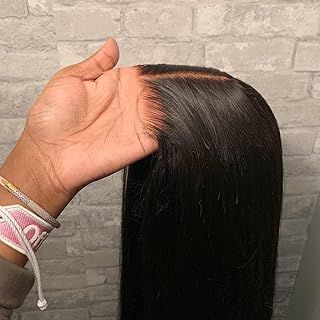 Wear and Go Glueless Wig Human Hair Pre Cut Wigs for Black Women, Bone Straight Human Hair Wigs Glueless 180% Density Brazilian Hair 4x4 Pre Plucked Lace Front Wigs 18 Inch.