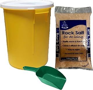 KetoPlastics 25L Yellow GRIT BIN with 10KG Brown Rock GRIT Salt ICE Snow Salt BIN & Scoop Shovel