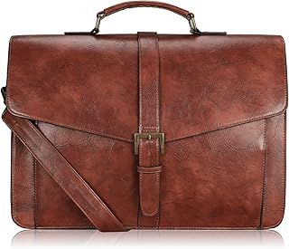 Estarer Mens PU Leather Briefcase Large Laptop Satchel Messenger Shoulder Bag for Work Business Office - Christmas Gifts For Him