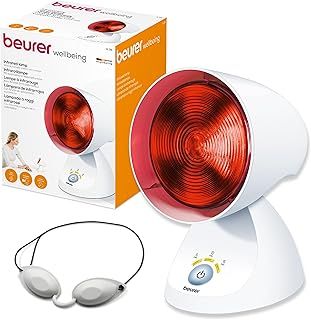 Beurer IL35 Infrared Heat Lamp, Soothing Heat For Colds And Muscle Tension, Infrared Therapy For Improved Blood Circulation, With 3-Level Treatment Timer, 100% UV Blocker, Medical Device