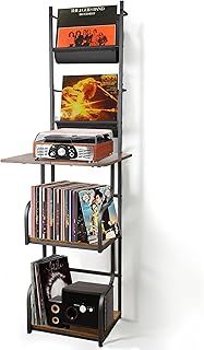 Record Player Stand, Vinyl Record Storage Stand with 5 Tier Record Player Table, 57" X 12" X 14" Holds 100 Albums, Holder Cabinet for Living Room, Bedroom and Magazine Turntable