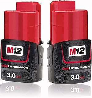 2 Pack 12V Replacement Milwaukee 12v Battery 3.0Ah for Milwaukee M12B2 M12 Xc 48-11-2430 48-11-2420 48-11-2411 48-11-2401 48-11-2402 12 Volt M12 Cordless Tools Batteries