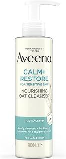 Aveeno Face Calm+Restore Nourishing Oat Cleanser (1x 200ml), Non-Foaming Face Care, Gentle Cleanser with Prebiotic Oat and Calming Feverfew, Helps Preserve Skin's Barrier