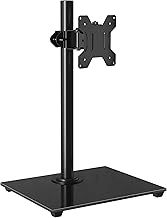BONTEC Single Arm Monitor Stand for 13-32 Inch Screens, Freestanding Monitor Mount with Glass Base Up to 10 KG, Adjustable Motion Tilt ±75° Swivel ±80° Rotation 360°, VESA 75/100mm