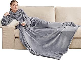Bedsure Wearable Blanket with Sleeves Women - Warm Fleece Blanket as Gifts for Her, Cozy & Soft Birthday Gifts for Men Adults, Navy Blue, 150 x 200 cm