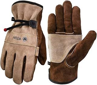 Leather Work Gloves for Men or Women. Large Glove for Gardening, Tig/Mig Welding, Construction, Chainsaw, Farm, Ranch, etc. Cowhide, Cotton Lined, Utility, Firm Grip, Durable. Coffee-grey L