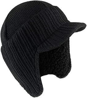 RockJock Mens Knitted Peaked Winter Hat Cap Beanie with Fleece Lining