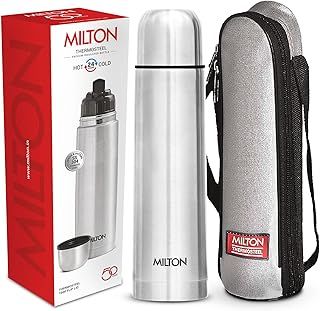 Milton Vacuum Flask for Hot Drink 1 Litre (34 oz), Stainless Steel Double Walled Insulated Water Bottle for 24 Hour Hot and Cold Drinks with Cover, Leak Proof, BPA Free, Thermosteel Flip Lid 1000 ml