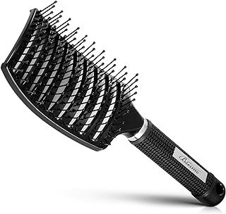 Curved Vent Brush and Hair Detangler, Professional Styling Hair Brush for Men Women, Vented Hair Brush for Faster Blow Drying,Detangle Brush Suitable for Long Thick Curly Straight Dry Wet Hair