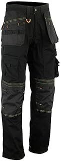 WrightFits Men Holster Work Trousers Black - Heavy Duty Safety Combat Cargo Pants - Multi Pockets - Knee Pad Pockets - Triple Stitched - Durable Workwear