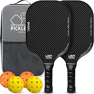 Pickleball Paddles Set, Pickle Ball Rackets with 4 Balls, Light - High Shock Absorption - Ergonomic, Suitable for Indoor and Outdoor Pickleball Games
