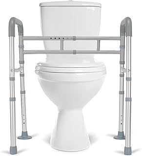 Toilet Safety Rails, Adjustable Toilet Rails for Elderly Adults Senior Disabled Handicap, Toilet Assistance Handles Safety Frames, Fit for Most Toilet, Foldable & Portable
