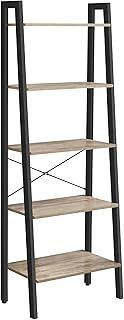 VASAGLE Ladder Shelf, 5-Tier Bookshelf, Bookcase, for Living Room, Bedroom, Kitchen, Home Office, Industrial Style, Steel Frame, Camel Brown and Black LLS045B50