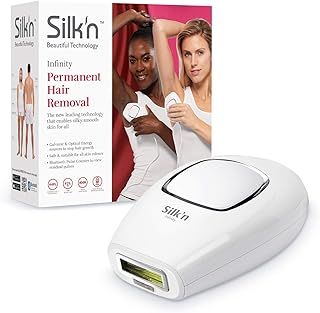 Silk'n Infinity Permanent Hair Removal Device - 400,000 Light Pulses, IPL Technology, for Light to Dark Skin Tones, Pulse & Glide Technique, White - Painless & Effective At-Home Treatment