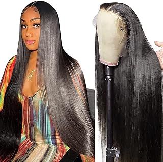 13x4 HD Lace Front Wig Human Hair,Straight Human Hair Wig for Black Women,180 Density Glueless Lace Wig Human Hair Pre Plucked with Baby Hair,Brazilian Virgin Hair Natural Color Lace Frontal Wigs 18"