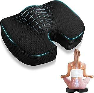 Chair Cushions,Coccyx Cushion For Tailbone Pain,Non-Slip Seat Cushion Memory Foam Seat Cushions For Long Sitting Office Chair Cushion,Wheelchair,Gaming Chair and Car Seat Cushion,Recliner(Black)