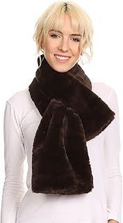 Sakkas Malen Long Rectangle Faux Fur Warm Soft Furry Wrap Around Loophole Scarf