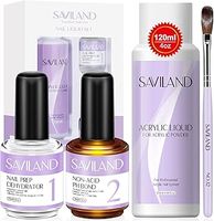 Saviland Acrylic Monomer Liquid Kit - Monomer Kit with 120ml Liquid, Nail Dehydrator, Acrylic Brush for Powder, Gel, and Extension