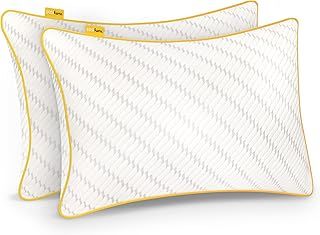 Cosi Home® Luxury Memory Foam Pillows 2 Pack with Bamboo Pillow Cover, Cooling Gel Filling & Adjustable Height - Breathable & Machine Washable for Side, Back & Front Sleepers (Size: 71 x 45cm)