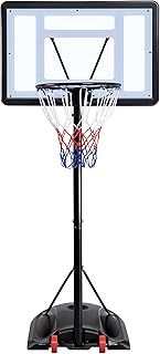 Yaheetech Outdoor Adjustable Basketball Stand, Portable Basketball Hoop Net System on Wheels