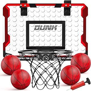 TEMI Basketball Hoop Indoor, Kids Basketball Hoop with 4 Balls, Over The Door Basketball Hoop for Kids and Adults, Basketball Toy Gift for Boys Girls Age 3 4 5 6 7 8 9 10 11 12 Years