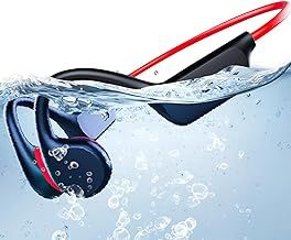 Waterproof Headphones Swimming, IPX8 waterproof earphones swimming Wireless Bluetooth 5.3 Bone Conduction Headphones Waterproof, Comes with 32 GB Swimming MP3 player for Running Earphones (Orange)