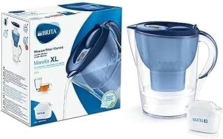 BRITA Marella XL water filter jug for reduction of chlorine, limescale and impurities, Includes 1 x MAXTRA+ filter cartridges, 3.5L - Blue