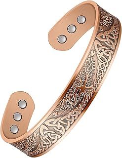 Copper Magnetic Bracelets for Men Women,100% Solid Copper Magnetic Cuff Bangle with Powerful Magnets(Each 3500 Gauss), Brazaletes with Jewelry Gift Box
