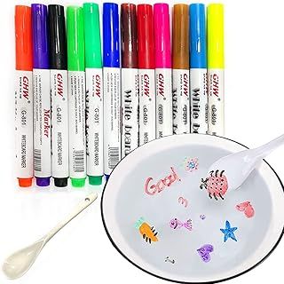 12-color water brush, floating marker pen in water for painting, children's dry-erase graffiti multi-purpose water-painting pen educational toy (free 1 spoon)
