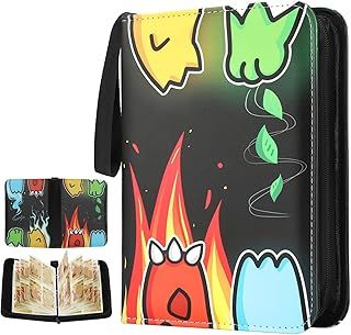Trading Card Binder for Pokemon, 4 Pocket Fits 480 Cards Zipper Carrying Case Card Holder Album, Card Book Folder with 60 Removable Sleeves