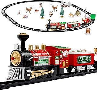 31 Pieces Christmas Train Set Battery Operated with Easy to Clip Tracks and Festive Accessories for Xmas Tree Decorations and Kids Toy Gift - 130cm x 90cm