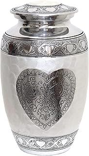 hlc Urns Heart Cremation Urn - Funeral Urn for Human Ashes - Burial urn with Detailed Engraving - 100% Aluminum- Adult Large Size up to 200 lbs