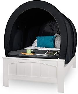Pod Bed Canopy – Bed Tent for Privacy – Portable Indoor Tent – Premium Tent for Single or Double Beds – Lightweight and Breathable Fabric – Foldable Design – Easy to Assemble (Blackout, Single)