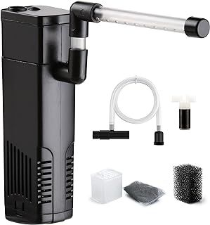 NICREW Fish Tank Filter, Internal Aquarium Filter for Small Tank, Coldwater or Tropical Aquariums, Up to 20L Black