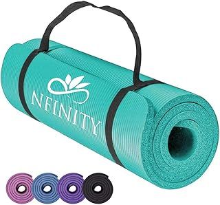 NBR Yoga Mat Exercise Fitness foam Extra Thick Non-Slip Large Padded High Density for Pilates gymnastics stretching Workout with Free Carry Strap.